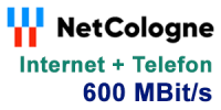 NetCologne Glasfaser Internet 600 und Telefon Anschluss - Highspeed Tarif